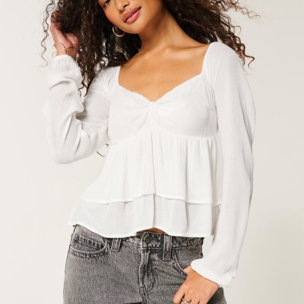 Hollister Easy Twist Baby Doll Blouse Top Large